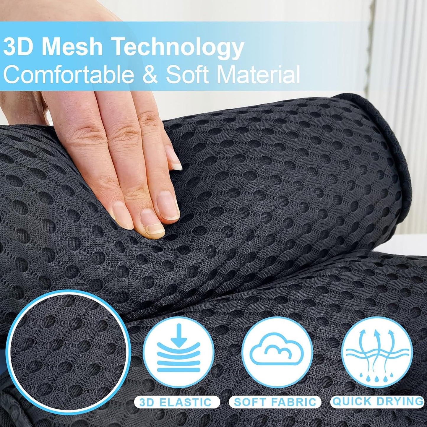 AEROiVi Luxury Bath Pillows for Tub，Bath Pillow Bathtub Pillows for Head and Neck Support Bath Cushion Made from Soft Spacer Mesh Material with Suction Cups,Gray
