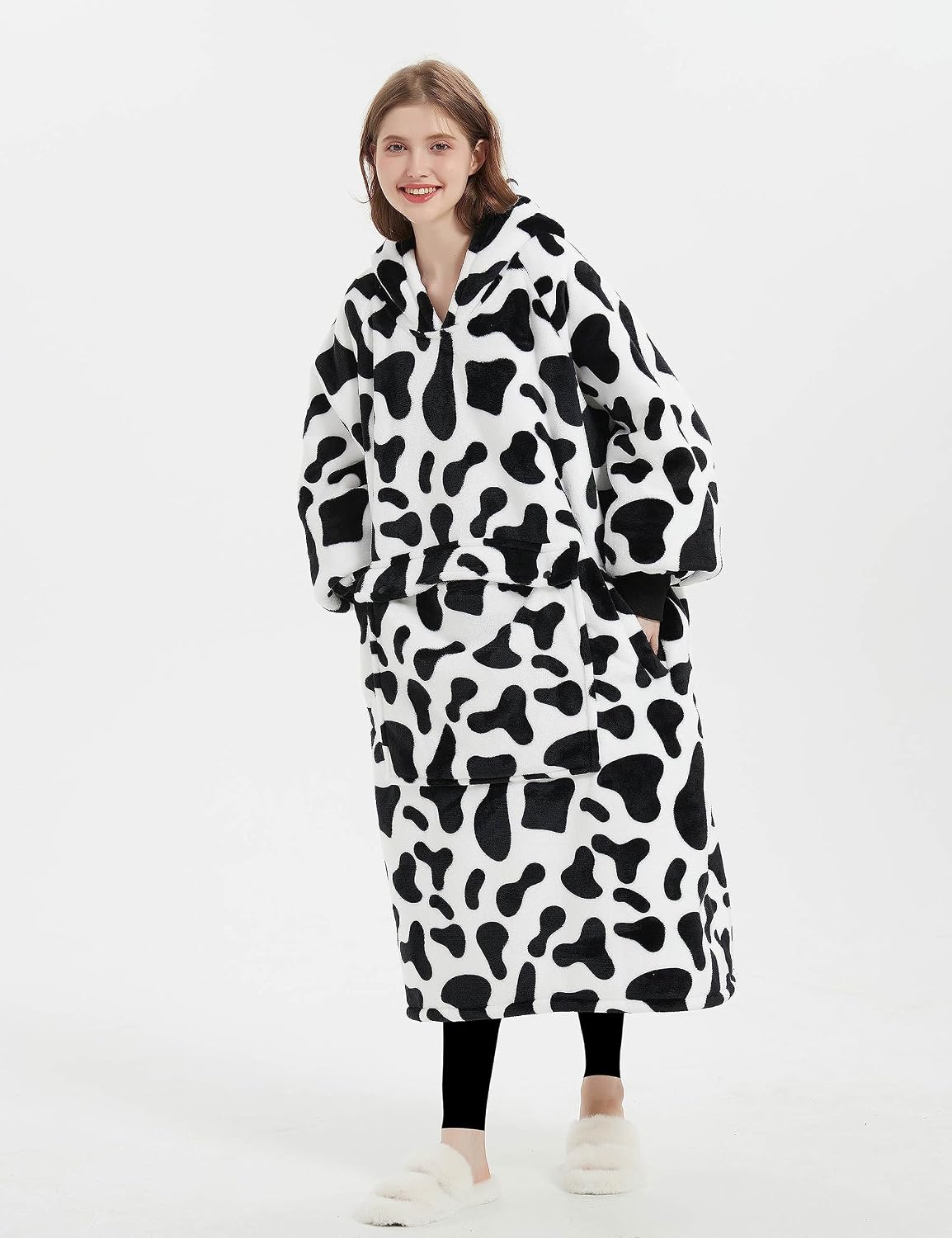KFUBUO Wearable Blanket Hoodie for Adults Sherpa All Patterns Cat Oversized Sweatshirt Blanket with Pockets for Women
