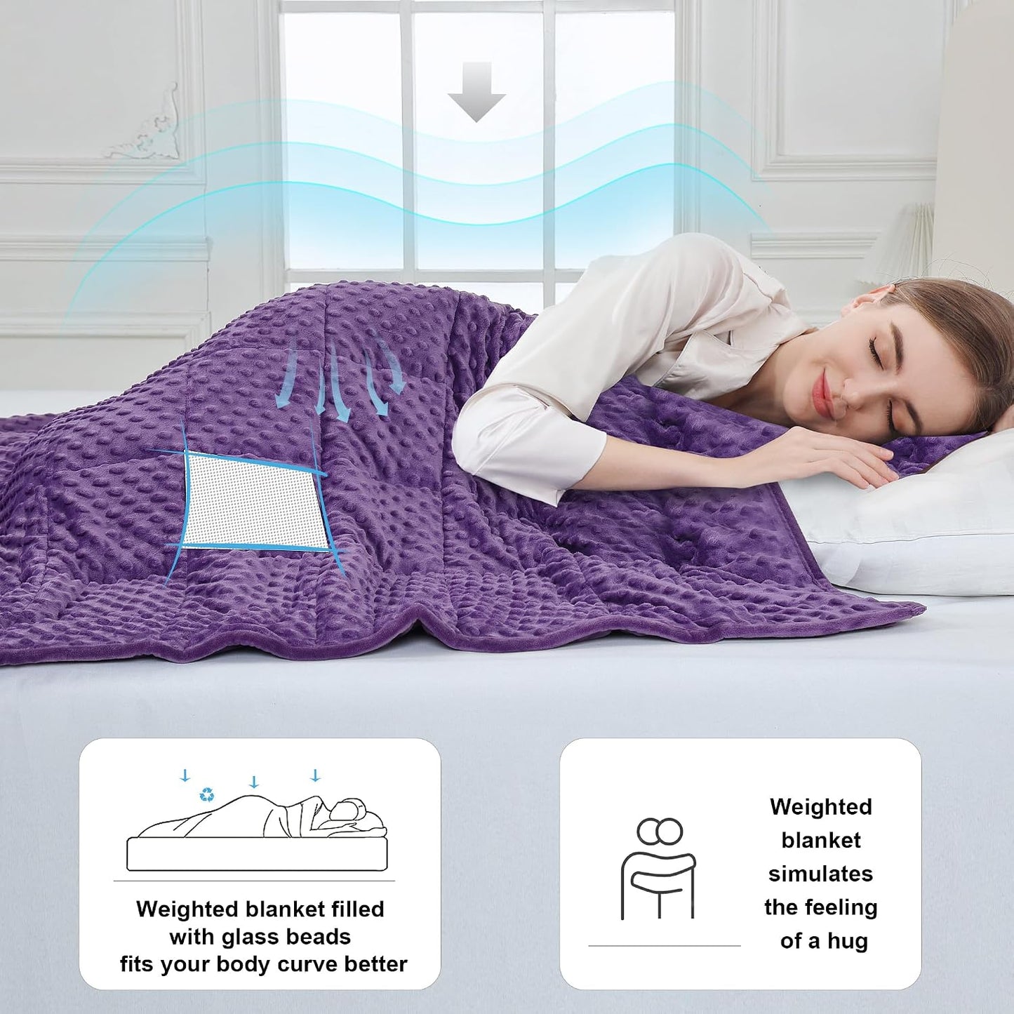 Alomidds Weighted Lap Blanket 7lbs, Cozy Luxury Breathable Weighted Blanket for Adults, Weighted Lap Pad for Travel, Relaxation, Sleeping, Purple, 29" x 24"