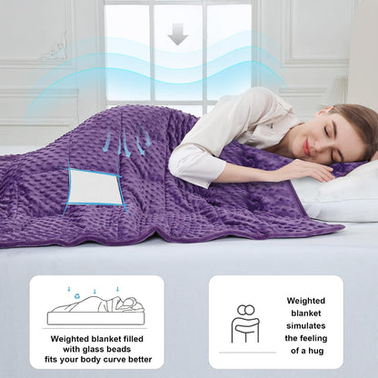 Alomidds Weighted Lap Blanket 7lbs, Cozy Luxury Breathable Weighted Blanket for Adults, Weighted Lap Pad for Travel, Relaxation, Sleeping, Purple, 29" x 24"