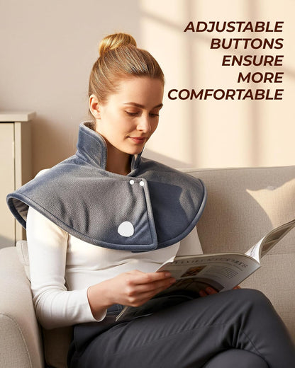 Heating Pad for Neck and Shoulders and Back, Pain Relief Heated Shoulder Wrap with Adjustable Button, 6 Heating Setting and 4 Auto-Off Timer, Gifts for Mom Women Christmas Birthday