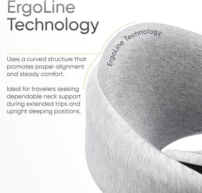 Proglobe Travel Neck Pillow for Airplanes, Long Haul Flight Kit, Grey