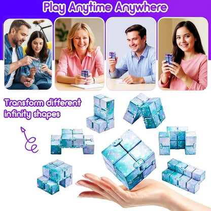 Skylety Cube Anxiety Relief Toy Hand Held Magic Sensory Stress Cube Toy for Adults Relieve Stress Christmas Party Favors(4 Pcs,Starry)