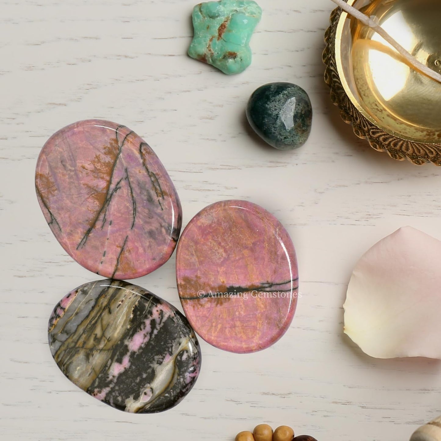 Amazing Gemstone Labradorite Thumb Worry Stone, Anxiety Stone, Healing Crystals - Piedra Crystal Fidget for Gift, Meditation, Calming, Relaxation, Stress Relief - Colors C