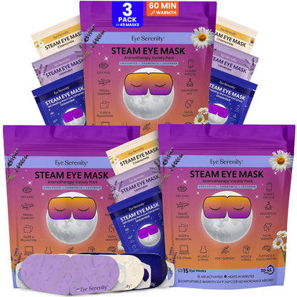 Eye Serenity Steam Eye Mask, Heated Eye Mask, Self Heating Warm Compress for Dry Eyes, Fast Relief for Stye, Puffy Sensitive Eyes, Moist Heat, Gift for Women and Men - Unscented