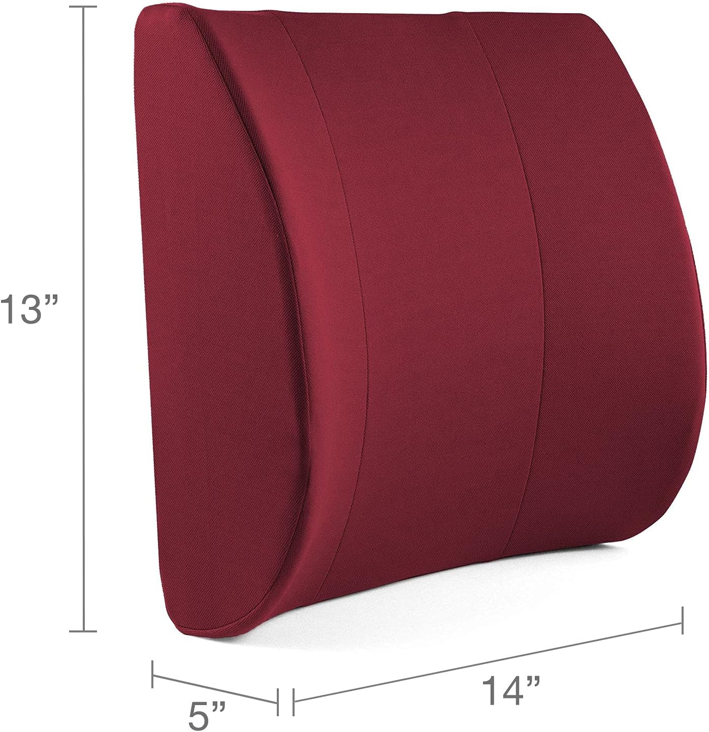 DMI Lumbar Support Pillow for Chair to Assist with Back Support with Removable Washable Cover and Firm Insert to Ease Lower Back Pain while Improving Posture, 14 x 13 x 5, Contoured Foam, Elite, Gray