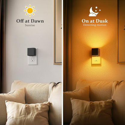 JandCase Night Light, Modern Night Lights Plug into Wall,2 Pack Dusk to Dawn Sensor Nightlight, Amber Brightness Adjustable Nightlight for Kids Bathroom Hallway Kitchen Bedroom Decor