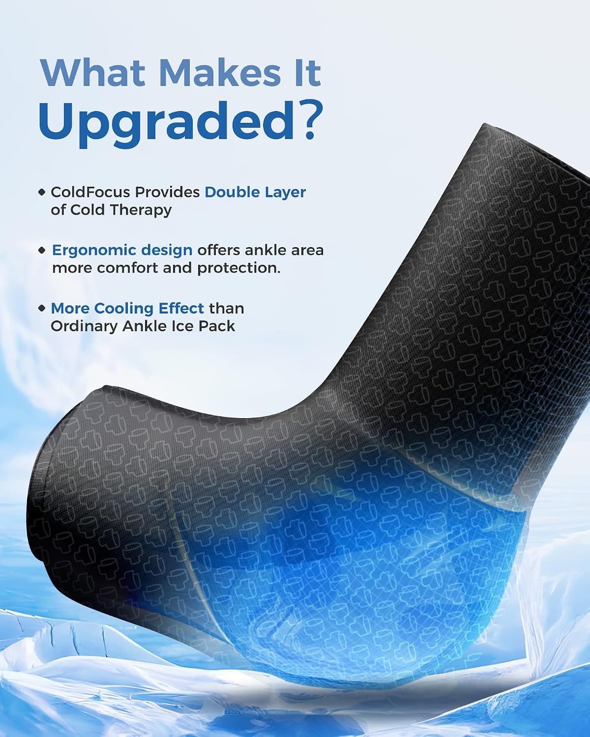 Ankle Foot Ice Pack Wrap for Injuries, Reusable Gel Ice Pack for Hot & Cold Therapy, Cold Therapy Compression Sleeve for Achilles Tendonitis,Plantar Fasciitis,Swelling,Sprained,Pain Relie