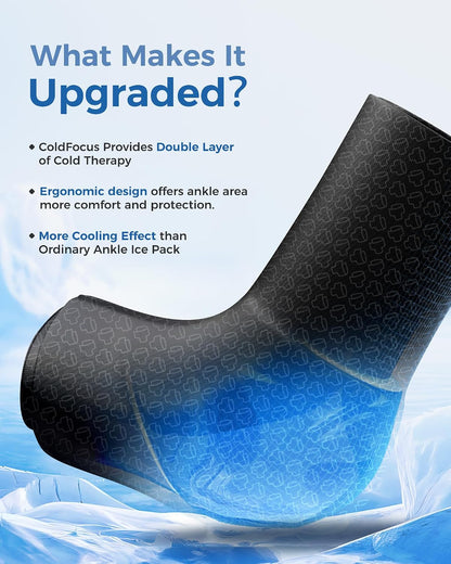 Ankle Foot Ice Pack Wrap for Injuries, Reusable Gel Ice Pack for Hot & Cold Therapy, Cold Therapy Compression Sleeve for Achilles Tendonitis,Plantar Fasciitis,Swelling,Sprained,Pain Relie