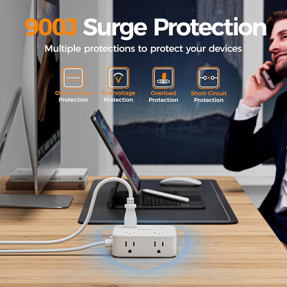 TESSAN Surge Protector Power Strip with 900J Surge Protection, 5 Ft, Grey