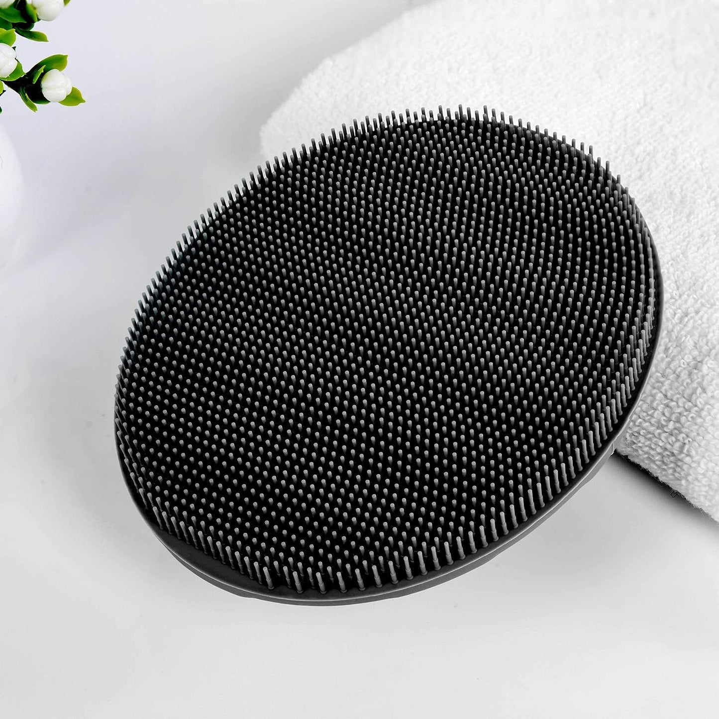 INNERNEED Soft Silicone Body Cleansing Brush Shower Scrubber, Gentle Exfoliating and Massage for All Kinds of Skin (Dark Green)