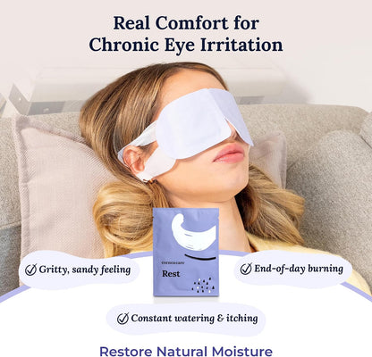 CorneaCare Rest: Self Heating Warm Compress for Dry Eyes | Heated Eye Mask for Fast Relief | Steam Mask for Stye Treatment | No Microwave or Washcloth Needed | Travel Ready Warm Compress | 30 Count
