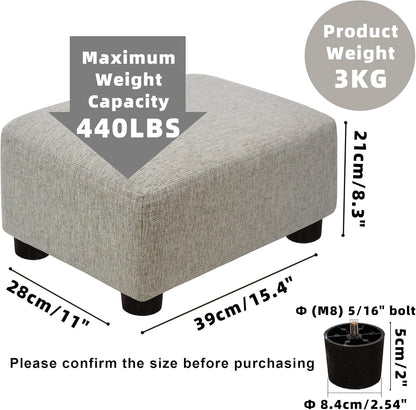 CAROLMADE Small Foot Stool Ottoman Footstool with Legs Under Desk Footrest for Living Room Bedroom and Office,Linen-Grey