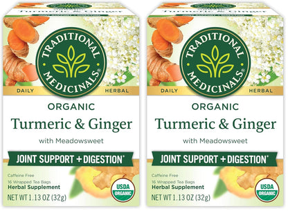Traditional Medicinals Tea Turmeric Meadowsweet & ginger,16 count.