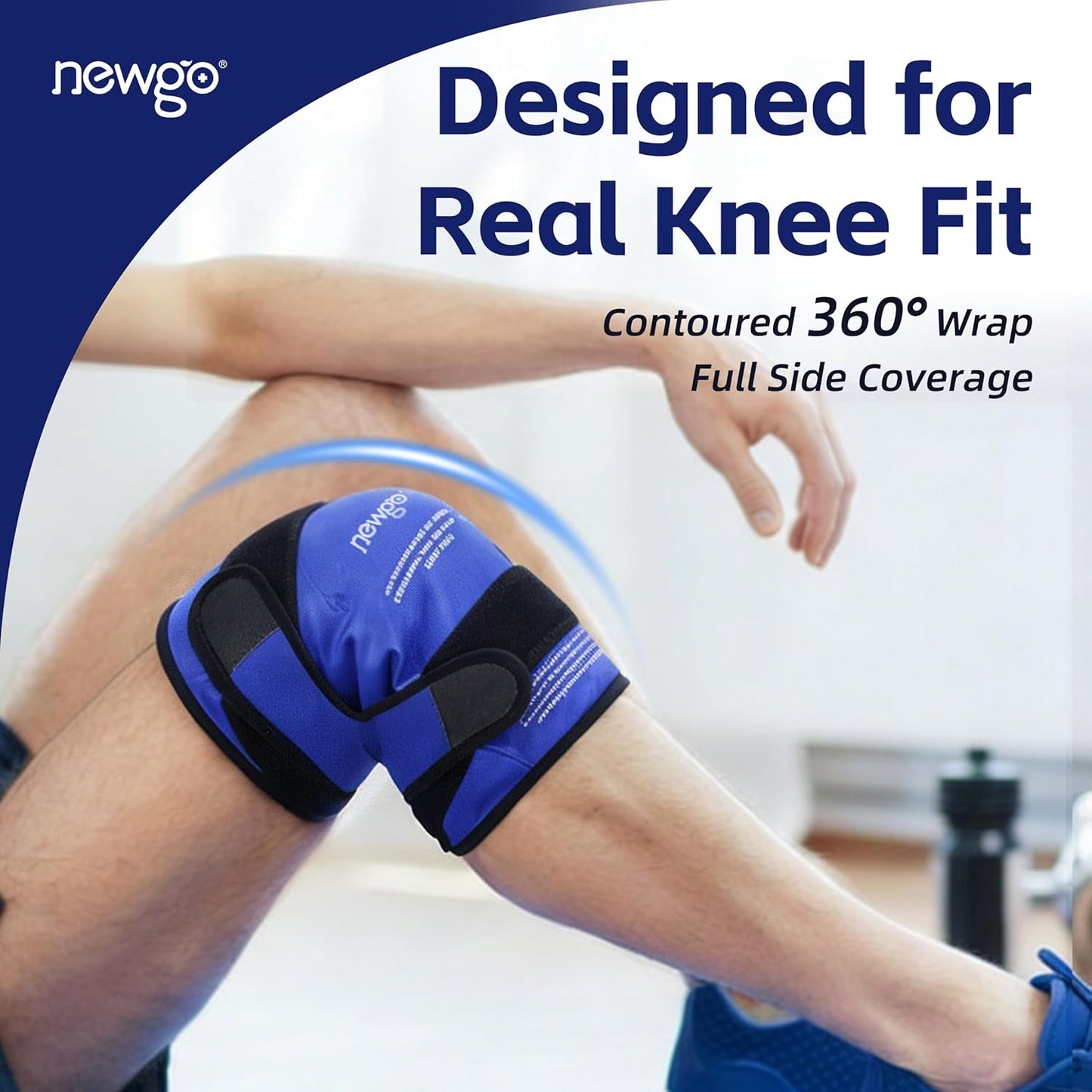 NEWGO Knee Ice Pack Wrap, Ice Pack for Knees Cold Compression Therapy for Knee Replacement Surgery, Arthritis Pain, ACL, Swelling, Sports Injuries (21.7" x 9.8") - Blue
