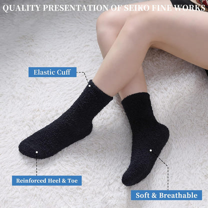 SDBING Fuzzy Socks for Women Soft Fluffy Home Sleeping Socks Cozy Warm Slipper Socks 6 or 5 Pairs