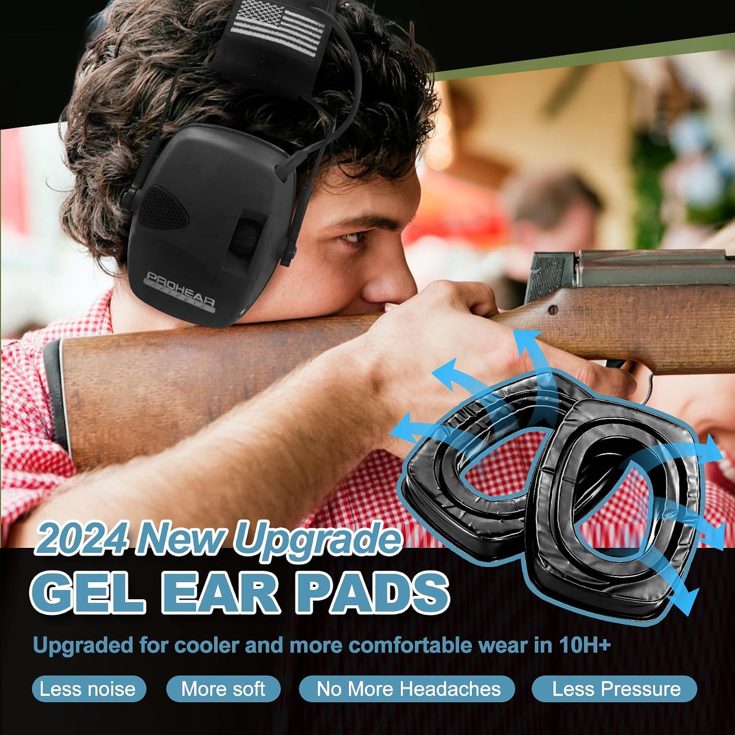 PROHEAR Electronic Ear Protection for Shooting with 4X Sound Amplification, Gun Range Hearing Protection Muffs, NRR 23dB Noise Reduction Headphones for Hunting, Green