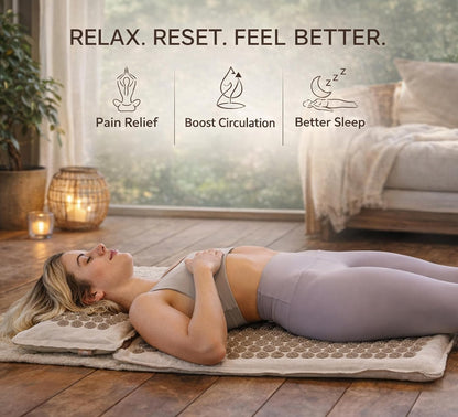 Acupressure Mat & Pillow Set – Extra-Long 29” Acupressure Therapy for Back & Neck Pain Relief, Sciatica, Stress Relief & Sleep Support Includes Carry Bag & Hot/Cold Pack (Purple)
