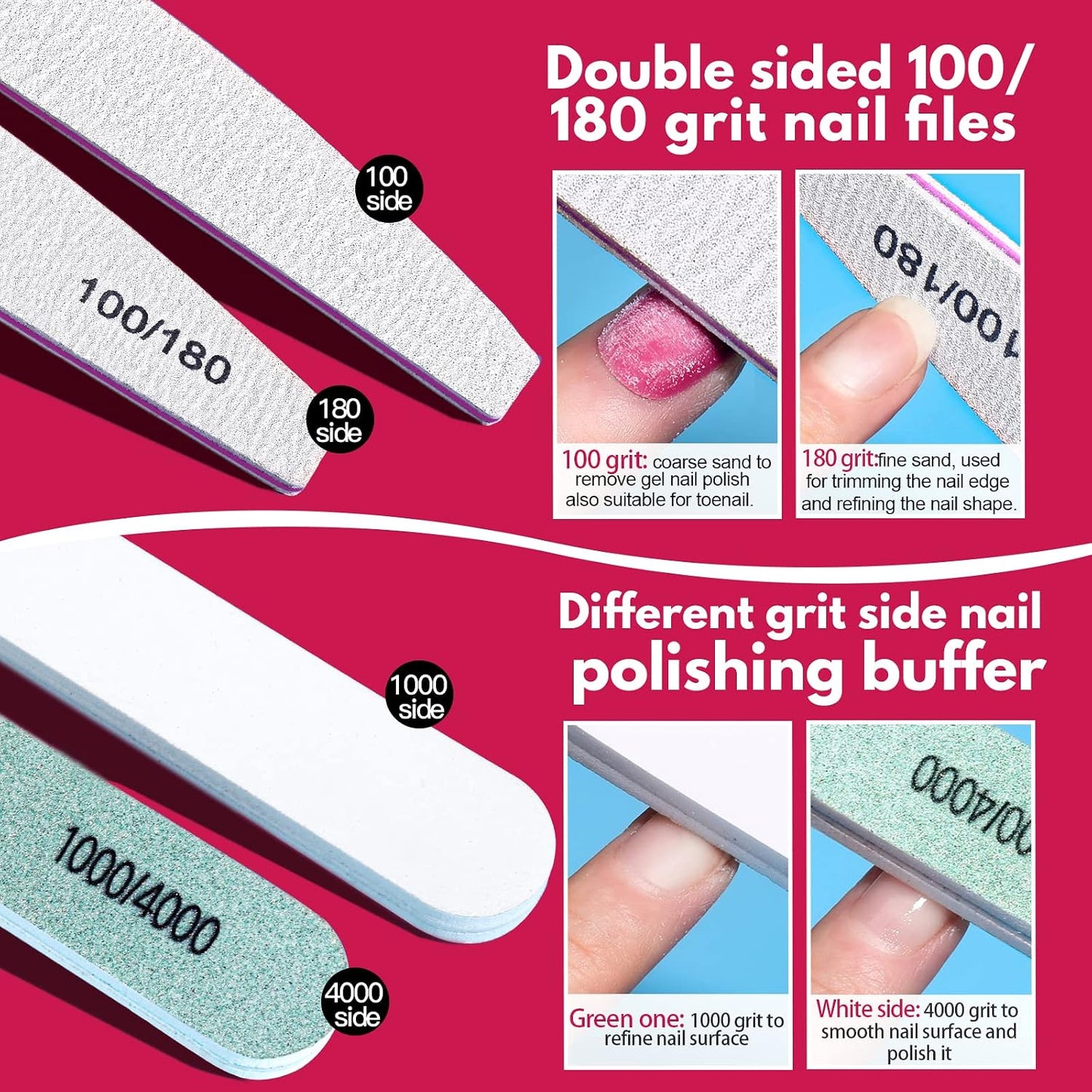 FANDAMEI Nail Files and Buffers, Manicure Tools Nail Care Kit with Nail File, Nail Buffer Block, Cuticle Care for Women with Nippers, Pusher Peeler. Cuticle Oil and Nail Prep Kit.