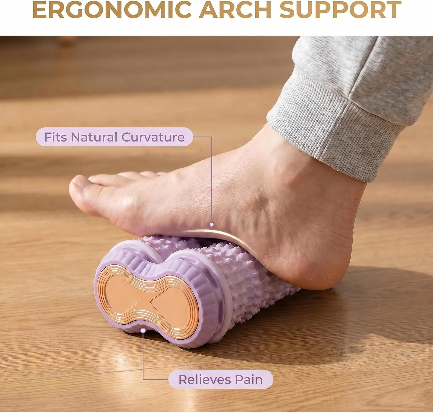 Foot Roller Massager for Plantar Fasciitis Relief, Portable Foot Massager, Eases Foot Pain, Stimulate Plantar Nerves, Enhances Circulation, Anti-Fall Safe Design Kid & Elderly Friendly(Purple)