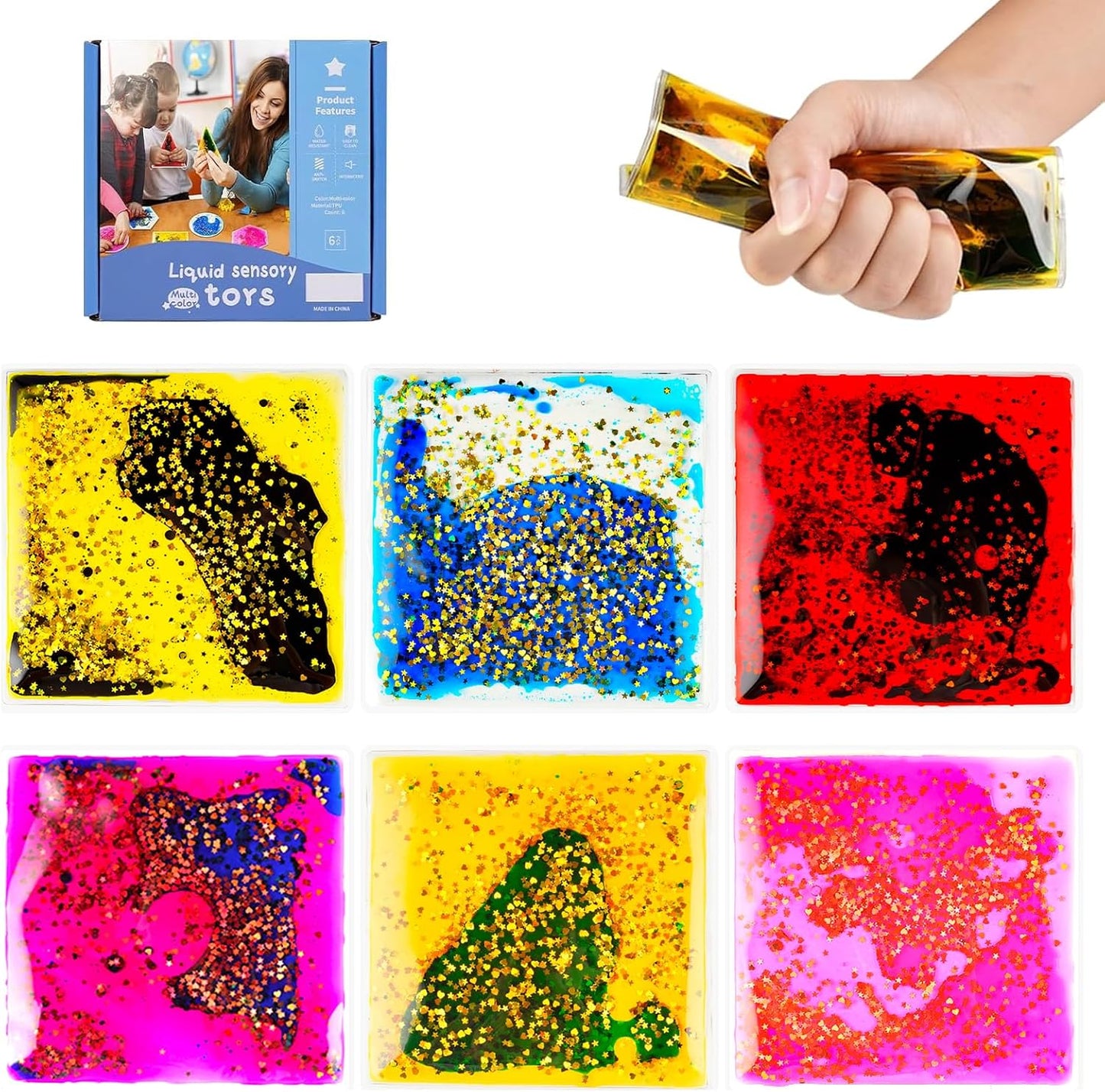 Onyoloy Sensory Soft Gel Liquid Toys - Hexagon Sensory Motion Fidget