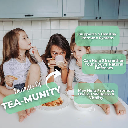 Healthy Immunity and Defense Loose Leaf Tea w/ Echinacea, Elderberry, Lemon Balm | Organic Herbal Tea | 2 oz (57 gram) | Decaf, Vegan, Healthy, ZERO Caffeine, Organic, Herbs, No Natural or Artificial Flavors, Resealable Bag | Tea-Munity by Get Green,