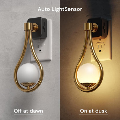L LOHAS LED Night Lights Plug into wall, Amber Night Light with Adjustable Brightness, Plug in NightLight with Auto Light Sensor, Wall Sconce-Style Design Night Light for Bathroom,Hallway, 2 Pack