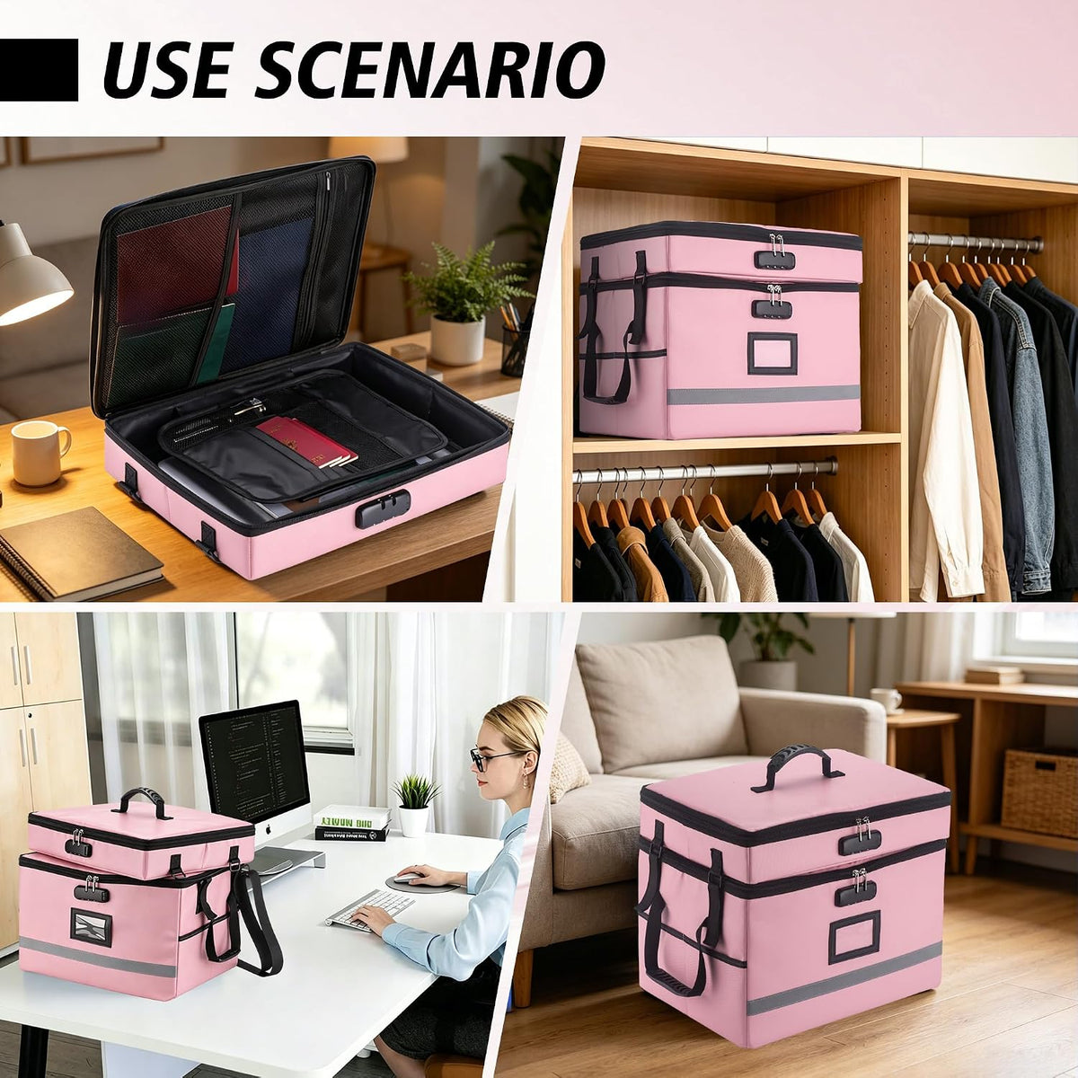 EXLIFBAG Fireproof File Organizer with Lock, 1 Layer