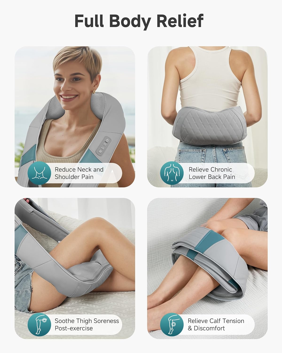 Snailax Cordless Massager - Shiatsu Neck and Shoulder Massager with Heat, FSA Eligible, Portable, Lumbar, Back Electric Massage Pillow, Gift for Woman, Mom, Dad