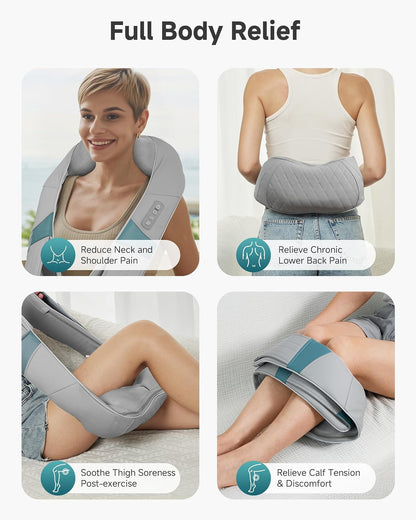 Snailax Cordless Massager - Shiatsu Neck and Shoulder Massager with Heat, FSA Eligible, Portable, Lumbar, Back Electric Massage Pillow, Gift for Woman, Mom, Dad