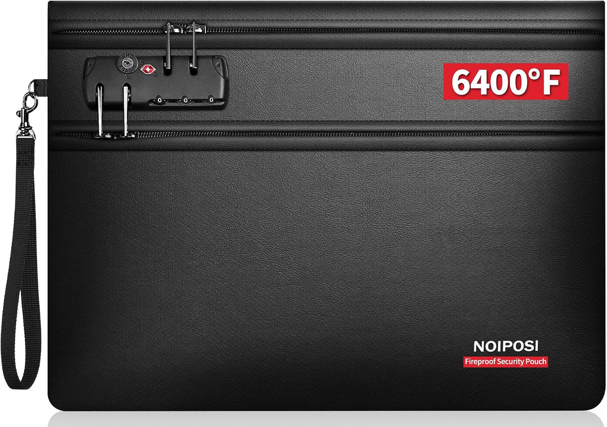Noiposi 2-Pockets Fireproof Money Bag with Lock