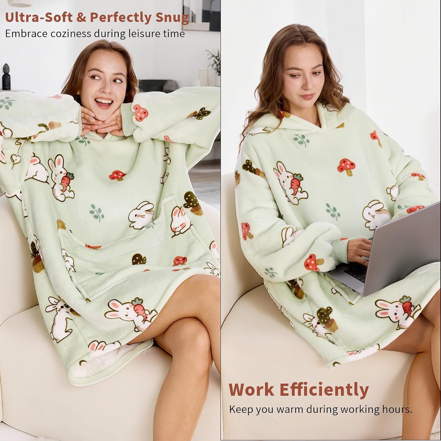 Aemilas Wearable Blanket Hoodie - Warm Sherpa Blanket Sweatshirt as Gifts for Adult Women Mom Men, One Size Fits All
