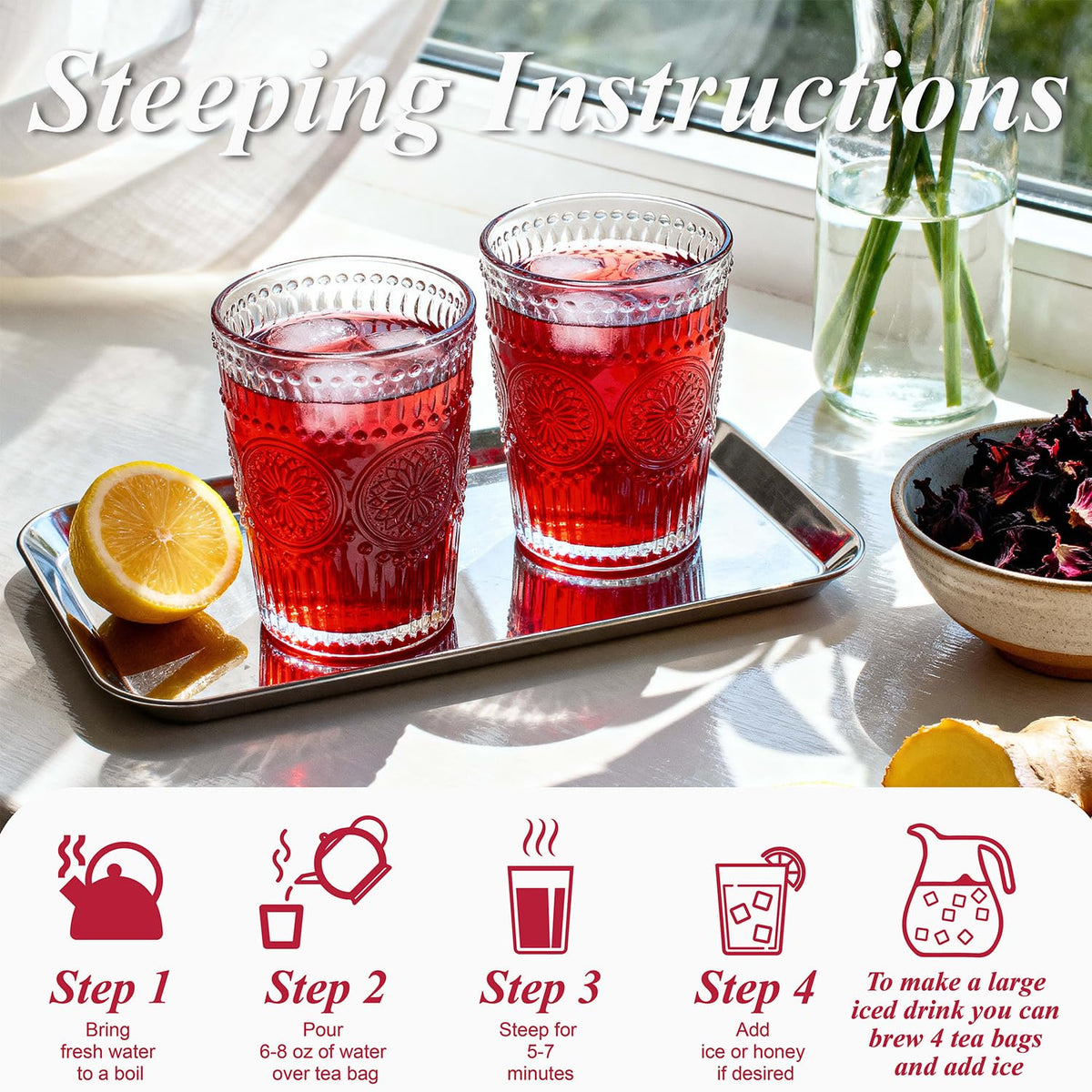WT WEETEE Hawthorn Hibiscus Tea Bags 50ct, Caffeine-free Herbal for Heart