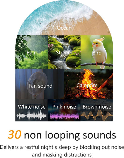 10-60 Mins Simulated Sunrise Alarm Clock: Gentle Wake Up Light with Adjustable Brightness, 32-Level Volume, Bright & Loud Enough for Dark Morning Bedroom - White Noise Machine with 30 Soothing Sounds