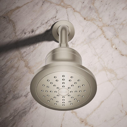 KOHLER 33631-Y-BN Cinq Round Single-Function Filtered Showerhead, Five-Layer Filtration, 2.5 GPM, Full Coverage Spray, Premium Durable Material, Vibrant Brushed Nickel