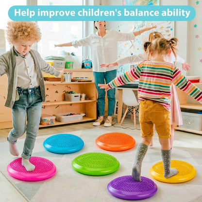 Amylove 6 Pcs Wiggle Seat Inflated Wobble Cushion for Sensory Kid 13 Inch Balance Disc Kids Flexible Seating Exercise Sensory Pad Chair Cushion for Classroom Office School (Bright)