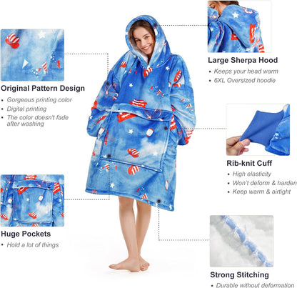 Narecte Cozy Oversized Blanket Hoodie Wearable Blanket Adults Soft Hooded Blanket Hoodie Birthday Gifts for Women Christmas - Colors A