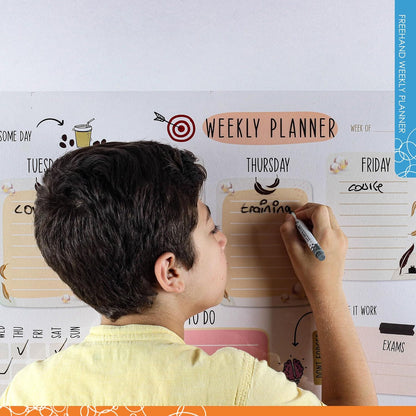 Dry Erase Calendar – 39.4x16” Weekly Dry Erase Board for Wall, Clear Weekly Planner Whiteboard, Reusable & Easy Erase, Sticks to Smooth Surfaces, Upgraded Static Cling – Improved Hold