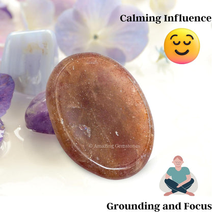 Amazing Gemstone Labradorite Thumb Worry Stone, Anxiety Stone, Healing Crystals - Piedra Crystal Fidget for Gift, Meditation, Calming, Relaxation, Stress Relief - Colors B