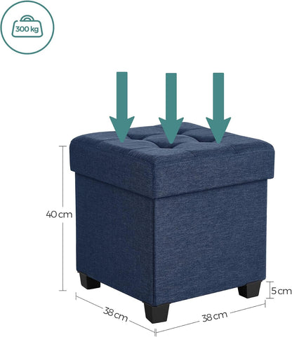 SONGMICS Storage Ottoman, Small Ottoman Foot Rest with Legs, 12.6 x 15.7 x 13.2 Inches Foot Stool, Load up to 660 lb, for Living Room, Bedroom, Dorm, Slate Gray ULSF012G01