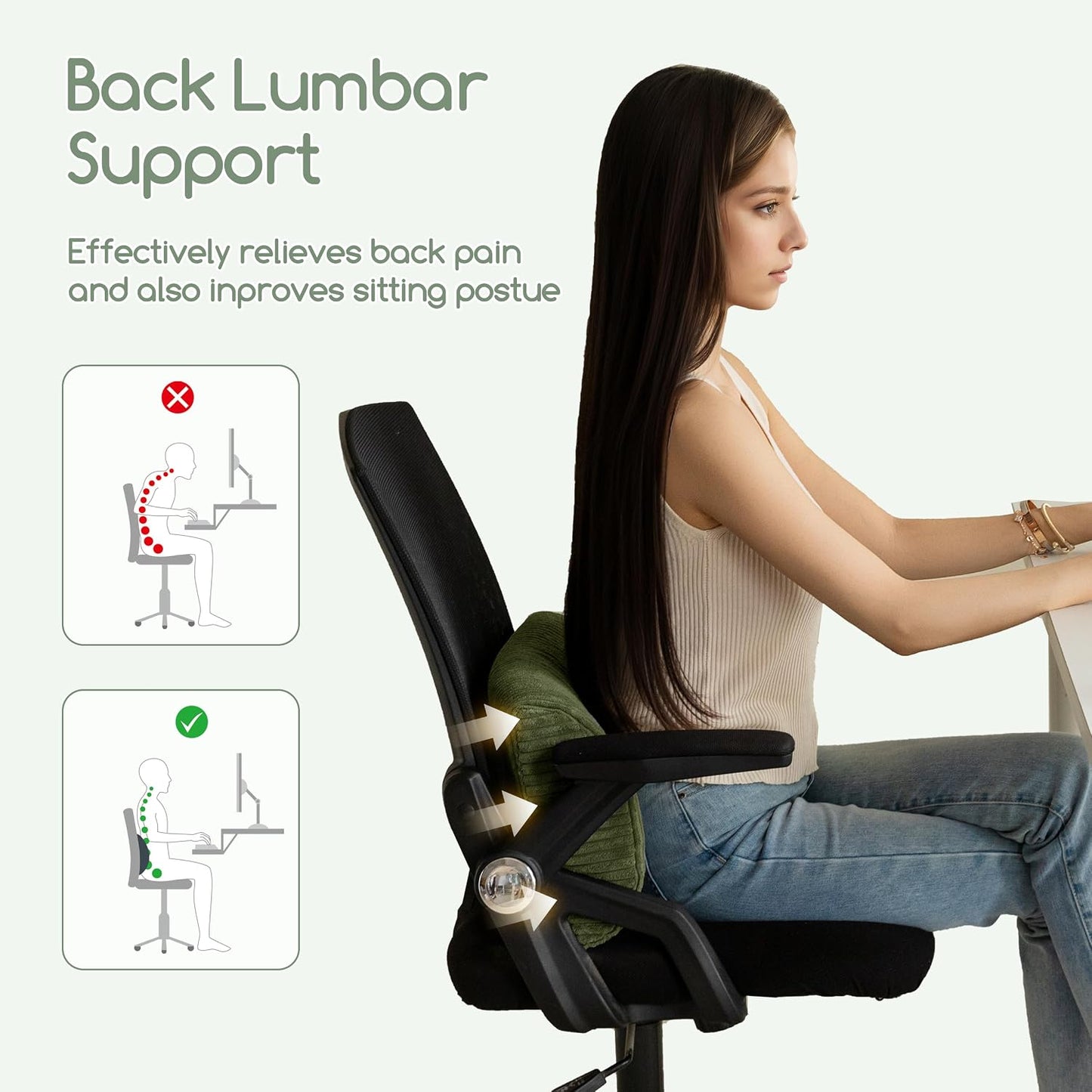 HIGOGOGO Lumbar Support Pillow for Recliner Chair/Accent Chair/Couch, Memory Foam Back Support Cushion for Elderly, Recliner Cushions for Back Rest, Pain Relief, Reading, Washable Cover, Dark Grey
