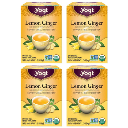 Yogi Lemon Ginger Organic Tea, 16 Tea Bags (4 Pack)