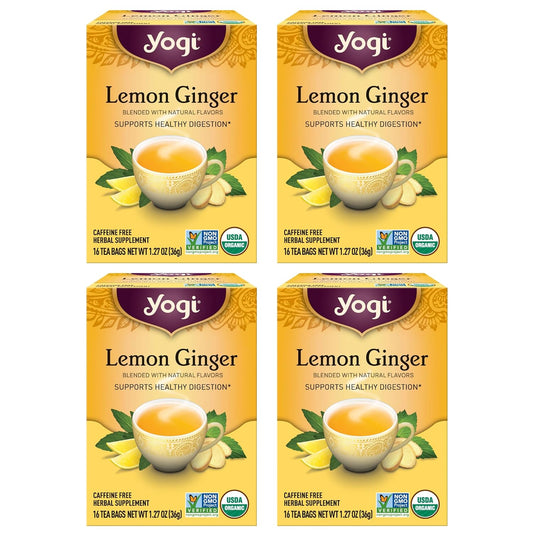 Yogi Lemon Ginger Organic Tea, 16 Tea Bags (4 Pack)