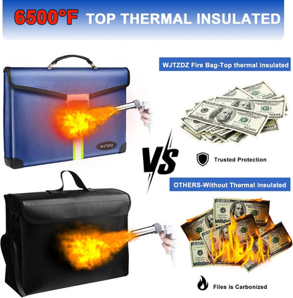 Upgraded Fireproof Money Bag,10 Layers of Heat Insulated Materials 6500°F