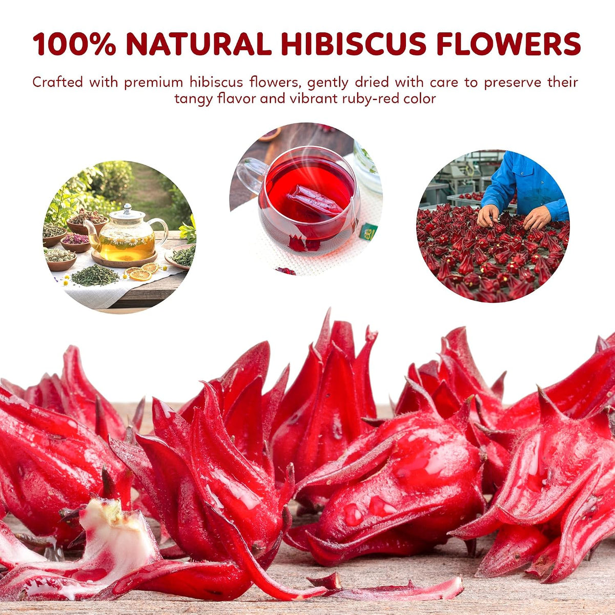 Indochine Blends Hibiscus Tea Bags, 100% Pure Hibiscus Flower