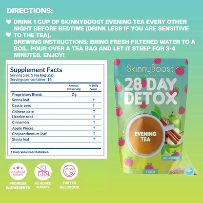 Skinny Boost Evening Detox Tea-APPLE CINNAMON -14 Tea Bags Total