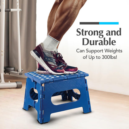 Handy Laundry Folding Step Stool - Sturdy Enough Collapsible Stool to Support Adults - Opens Easy with One Flip - Great for Kitchen, Bathroom or Bedroom (Black - 9 Inch)