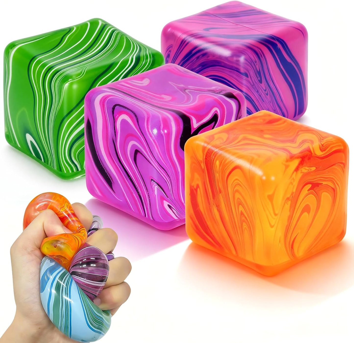 3PC Stress Balls for Adults and Kids,Squishy Squeeze Stress Fidget Balls with Replaceable Cover,Calming Fidgets for Adults,Ideal for Party Easter Basket Stuffers