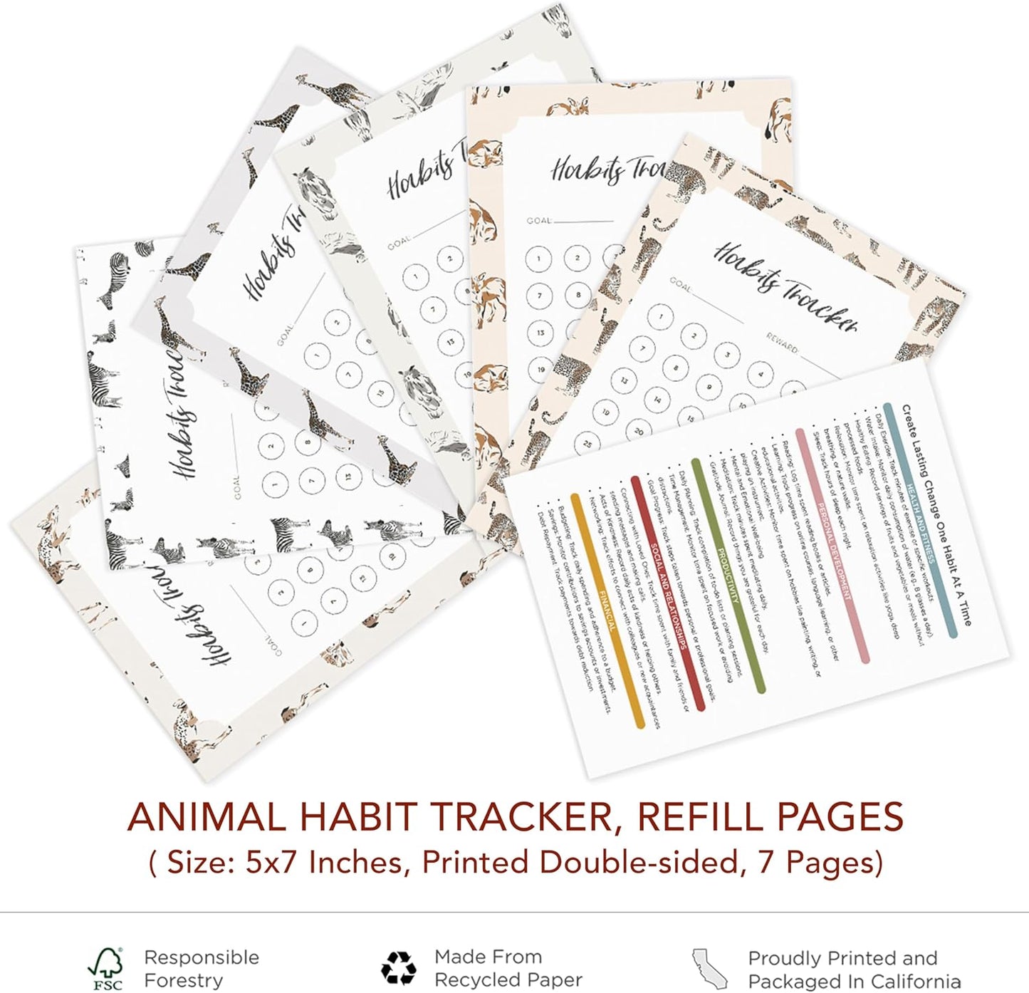 Habit Tracker Calendar - Made in USA, Designed by Local Artist, Motivational 30 day monthly challenge - Tool and gift for Productivity, Self-growth (Habit Tracker-Florals, U-Stand)