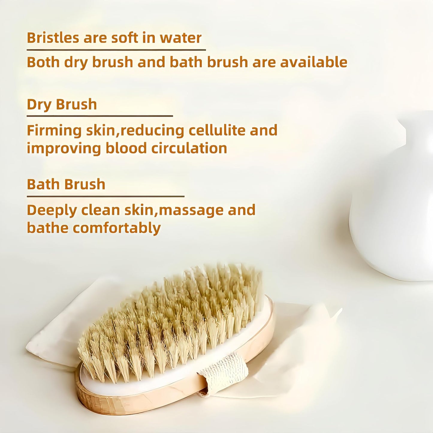 Dry Brushing,Natural Bristle Body Brush,Exfoliating Bath Brush